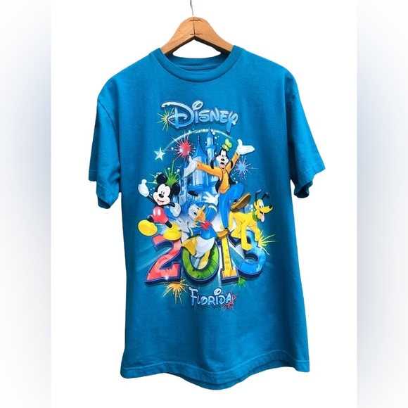 Disney 2013 t-shirt Florida Mickey, Goofy, Donald Duck, Pluto💜souvenir tee Vtg - Picture 1 of 6